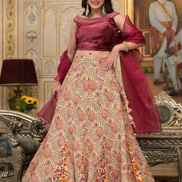 AKS Embroidered Thread Work Ready to Wear Lehenga & Blouse With Dupatta-46