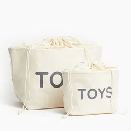H&M White Pure Cotton Small Canvas Storage Basket-41