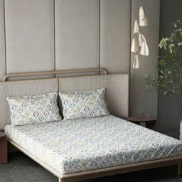 DDecor White Ethnic Motifs Printed 144 TC Cotton King Bedsheet Set 2.74 m x 2.74 m-image-14