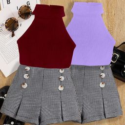 DEL LUNA Girls Pack Of 2 Cotton Checked Jumper Dress-55