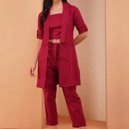 Stitchinc The Magician Cotton Linen Tube Top With Trouser & Jacket-image-3