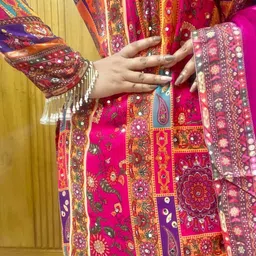 BAESD Ethnic Motifs Printed Regular Mirror Work Kurta with Palazzos & With Dupatta image 4