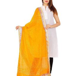 PK HUB Printed Art Silk Tie and Dye Dupatta with Beads and Stones-23