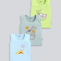 MoonKids Kids Pack Of 3 Printed Cotton Basic Vests-22
