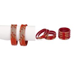 1ST TIME Set Of 2 Red Alloy Artificial Stones & Beads Bangles-picture-47