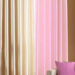 BELLA TRUE Pink & Cream 2 Pieces Long Door Curtains-image-59