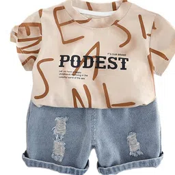 StyleCast x Revolte Boys Typography Printed Pure Cotton T-shirt & Shorts-image-67
