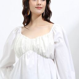 Tokyo Talkies Women Solid Sweetheart Neck Cotton Top-image-102