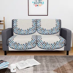 Myntra Elegant Homes Grey & Blue 4 Pieces Printed Velvet 2 Seater Sofa Covers-image-19