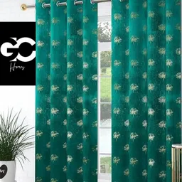 Myntra Elegant Homes Set Of 2 Green Velvet Door Curtains-picture-0