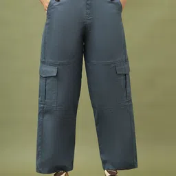 TAG 7 Women Relaxed Straight Leg Straight Fit High-Rise Cargos Trousers-image-20