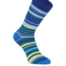 SOXVIEW Pack of 4 Men Striped Calf Length Socks image 2
