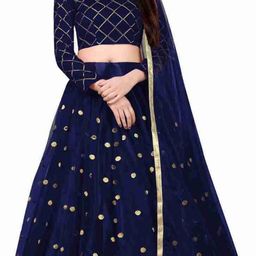 F Plus Fashion Girls Black Net Semi-Stitched Lehenga Choli-image-84