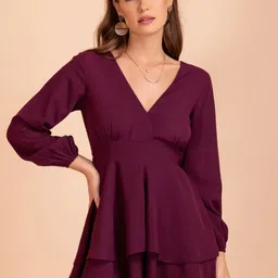 DESIGNS BY QUEEN BEE Women Puff Sleeve Fit & Flare Mini Dress-image-22