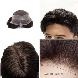 Golden Mirage 9x6 Front Lace Human Wig Patch for Men | Natural Black Hair Extension-image-63