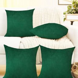 IVAZA Green Set of 4 Velvet Square Cushion Covers-13