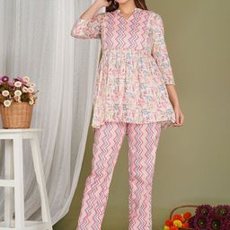 MomsBae Printed V-Neck Top With Palazzos Co-Ords-picture-23