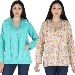 Cotton Floral Print Coat For Women-image-21