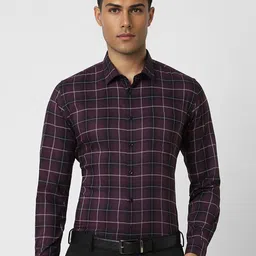 Van Heusen Men Spread Collar Checked Cotton Slim Fit Formal Shirt-picture-35
