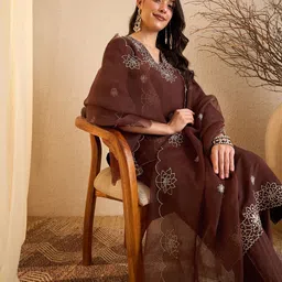 Royal Export Women Floral Embroidered Kurta with Pyjamas & Dupatta-picture-35
