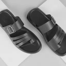 Mochi Men Leather Comfort Sandals with Buckle-picture-44