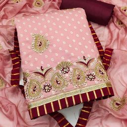 SHADOW & SAINING Embroidered Pure Cotton Semi-Stitched Dress Material-image-39