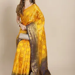 RAJGRANTH Ethnic Motifs Woven Design Zari Banarasi Saree-image-30