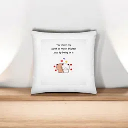 Anikmart White & Black Printed Square Shaped Pre-Filled Cushion-picture-0