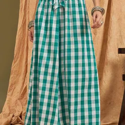 InWeave Checked Pure Cotton A-Line Maxi Skirt-image-34