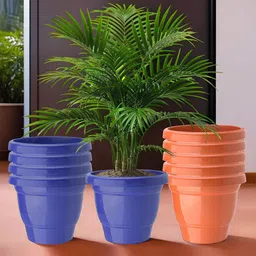 Kuber Industries Set Of 10 Blue & Orange-Coloured Planter With Pot image 1