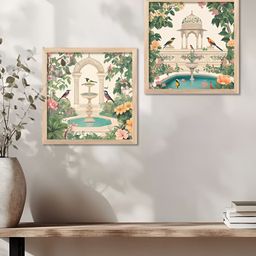 WALLLANE Brown & Green 2 Pieces Floral & Botanical Wood Wall Art-image-93