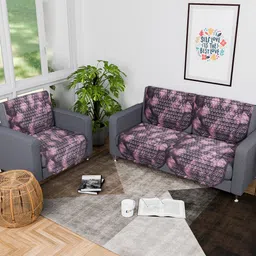 Kuber Industries Brown & Pink 6 Pieces Printed Cotton 3 Seater Sofa Cover-image-68
