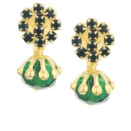 FirstBlush Gold-Plated Cubic Zirconia Studded Circular Jhumkas-11