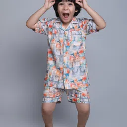Little Clothings Kids Pure Cotton Marble Printed Night Suits-picture-29