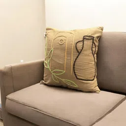 LUSHLYF Beige & Green Ethnic Motifs Square Cushion Covers-32