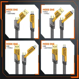 TecSox Type C 13 A 1 m Braided 4 in 1 65W Fast Charging Cable Compatible for-iPhone & Android with MFI Certified (1 Meter) image 3