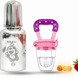 Stainless Steel Feeding Bottle 150ml - 304 Grade Stainless Steel Feeding Bottle, Silicone Fruit Feeder-image-92