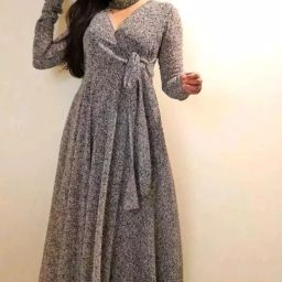 Women A-line Grey, Black Midi/Calf Length Dress-image-8