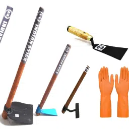 rake,spade,mini spade,weeding rake,khurpi with wooden handle,pruner,gloves Garden Tool Kit-image-28
