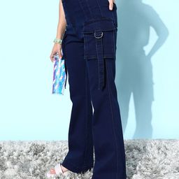 DOLCE CRUDO Women Bootcut High-Rise Clean Look Stretchable Cargo Jeans-picture-21