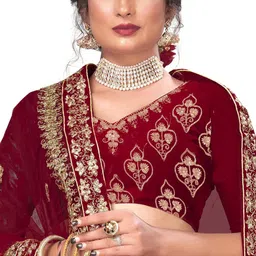 MANVAA Embroidered Thread Work Semi-Stitched Lehenga & Unstitched Blouse With Dupatta image 3