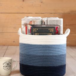 Pano Blue Solid Round Storage Basket  Organisers-4