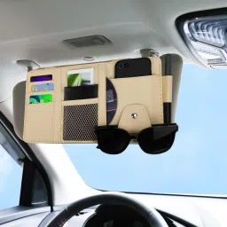 Car Sun Visor Organizer, Leather Personal Belonging Storage Pouch with Zipper Car Dashboard tray-8