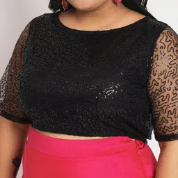 Studio Rasa Plus Size Sequinned Crop Top image 2