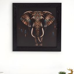 Home Centre Black & Beige Kingdom Elephant Picture Canvas Wall Photo Frame-28