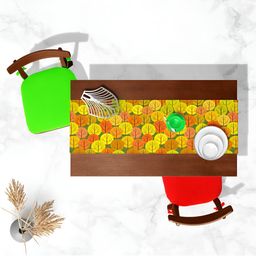ArtzFolio Yellow & Green Abstract Printed Table Runner image 1