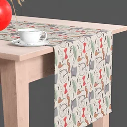 ArtzFolio Off White & Grey Digital Printed Table Runner image 1
