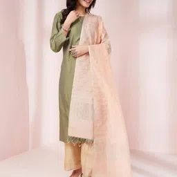 Fabindia Checked Cotton Silk Dupatta-picture-6