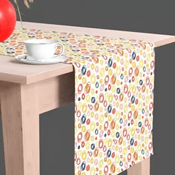ArtzFolio White & Yellow Geometric Printed Table Runner image 2