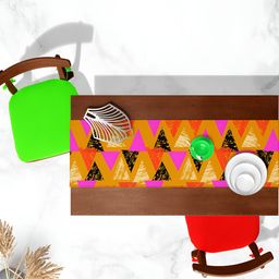 ArtzFolio Triangles Print Velvet Dining Centre Table Runner image 3